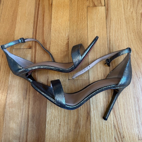 Tory Burch Keri Crackled Metallic Sandal Pewter Stiletto Heels size 8.5 - Picture 9 of 10